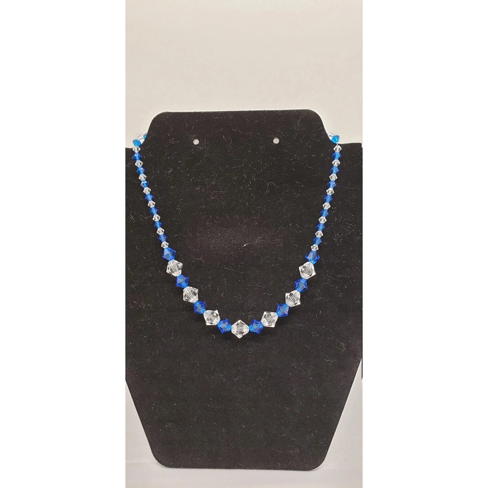 Genuine Swarovski Crystal Choker Necklace, Capri Blue and Clear Crystal